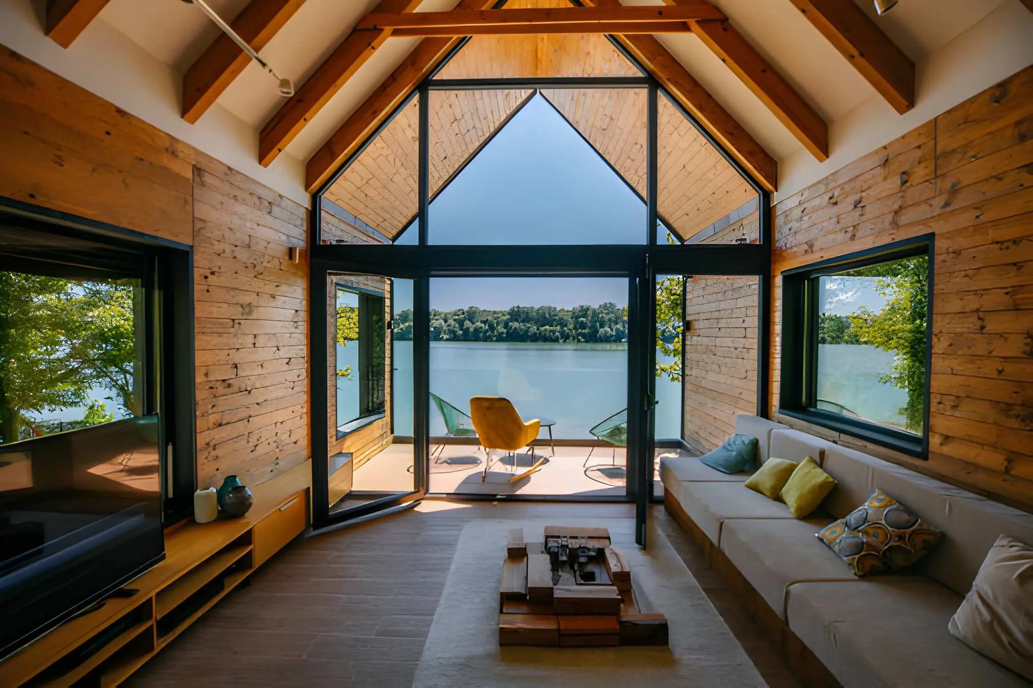 Interior Designer-enhanced living space with natural light and well-planned furniture arrangement.